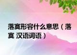 落寞形容什么意思（落寞 汉语词语）