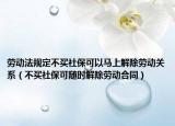 劳动法规定不买社保可以马上解除劳动关系（不买社保可随时解除劳动合同）