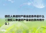 债权人申请财产保全的条件是什么（债权人申请财产保全的条件有什么）
