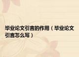 毕业论文引言的作用（毕业论文引言怎么写）