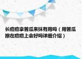 长痘痘拿苦瓜来抹有用吗（用苦瓜擦在痘痘上会好吗详细介绍）