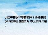 小红书的水印怎样去掉（小红书的水印在哪里设置去除 怎么去掉介绍）