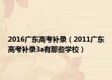 2016广东高考补录（2011广东高考补录3a有那些学校）