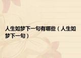 人生如梦下一句有哪些（人生如梦下一句）