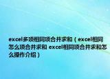 excel多项相同项合并求和（excel相同怎么项合并求和 excel相同项合并求和怎么操作介绍）