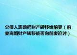 欠债人离婚把财产转移给前妻（前妻离婚财产转移能否向前妻追讨）