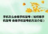 手机怎么查看手机型号（如何看手机型号 查看手机型号的方法介绍）