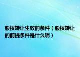 股权转让生效的条件（股权转让的前提条件是什么呢）