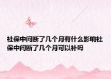 社保中间断了几个月有什么影响社保中间断了几个月可以补吗
