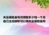 失业保险金每月领取多少钱一个月自己主动辞职可以领失业保险金吗