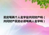 买房写两个人名字是共同财产吗（共同财产买房必须写两人名字吗）