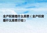 全产权房是什么意思（全产权房是什么意思介绍）