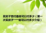 买房子首付最低可以付多少（第一次买房子****低可以付多少介绍）