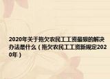 2020年关于拖欠农民工工资最狠的解决办法是什么（拖欠农民工工资新规定2020年）