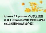 iphone 12 pro max5g怎么设置正确（iPhone12如何关闭5G iPhone12关闭5G的方法介绍）