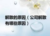 解散的原因（公司解散有哪些原因）