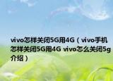 vivo怎样关闭5G用4G（vivo手机怎样关闭5G用4G vivo怎么关闭5g介绍）