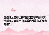 宝剑锋从磨砺出梅花香自苦寒来的作文（宝剑锋从磨砺出,梅花香自苦寒来.的作者是谁?）