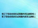 签订了劳动合同在试用期内可以辞职吗（签了劳动合同还在试用期内该怎么辞职）