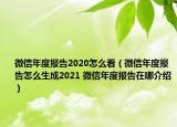 微信年度报告2020怎么看（微信年度报告怎么生成2021 微信年度报告在哪介绍）