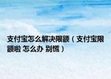 支付宝怎么解决限额（支付宝限额啦 怎么办 别慌）