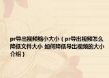 pr导出视频缩小大小（pr导出视频怎么降低文件大小 如何降低导出视频的大小介绍）