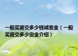 一般买房交多少钱诚意金（一般买房交多少定金介绍）