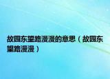 故园东望路漫漫的意思（故园东望路漫漫）