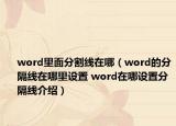 word里面分割线在哪（word的分隔线在哪里设置 word在哪设置分隔线介绍）