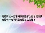 离婚诉讼一方不同意离婚怎么办（民法典离婚有一方不同意离婚怎么处理）