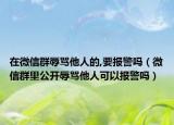 在微信群辱骂他人的,要报警吗（微信群里公开辱骂他人可以报警吗）