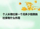 个人补缴社保一个月多少钱缴纳社保有什么作用