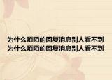 为什么陌陌的回复消息别人看不到为什么陌陌的回复消息别人看不到