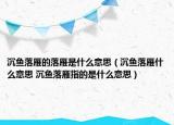 沉鱼落雁的落雁是什么意思（沉鱼落雁什么意思 沉鱼落雁指的是什么意思）