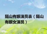 隔山有眼演员表（隔山有眼女演员）