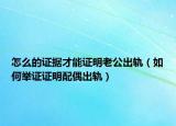 怎么的证据才能证明老公出轨（如何举证证明配偶出轨）
