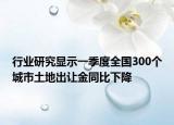 行业研究显示一季度全国300个城市土地出让金同比下降