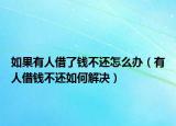 如果有人借了钱不还怎么办（有人借钱不还如何解决）