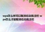 wps怎么样可以取消右边批注栏 wps怎么才能取消右边批注栏