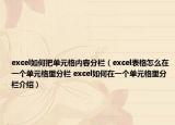 excel如何把单元格内容分栏（excel表格怎么在一个单元格里分栏 excel如何在一个单元格里分栏介绍）