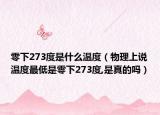 零下273度是什么温度（物理上说温度最低是零下273度,是真的吗）
