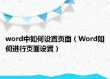 word中如何设置页面（Word如何进行页面设置）