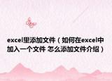 excel里添加文件（如何在excel中加入一个文件 怎么添加文件介绍）