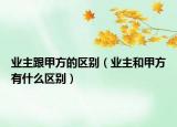 业主跟甲方的区别（业主和甲方有什么区别）