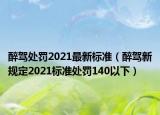 醉驾处罚2021最新标准（醉驾新规定2021标准处罚140以下）