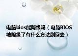 电脑bios能降级吗（电脑BIOS被降级了有什么方法刷回去）