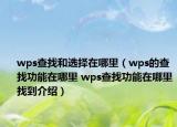 wps查找和选择在哪里（wps的查找功能在哪里 wps查找功能在哪里找到介绍）