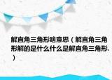 解直角三角形啥意思（解直角三角形解的是什么什么是解直角三角形.）