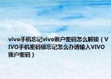 vivo手机忘记vivo账户密码怎么解锁（VIVO手机密码锁忘记怎么办请输入VIVO账户密码）