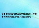 苹果手机听筒突然没有声音怎么办（苹果手机听筒突然没声音了怎么处理?）